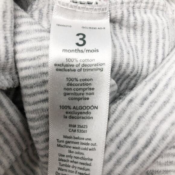 Carter's Baby Girl Striped Gray Long Sleeve Bodysuit 3M - Picture 4 of 4